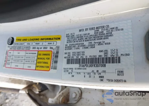 2015 Ford Fusion Hybrid Se z USA, uszkodzony, nr VIN 3FA6P0LU0FR307008